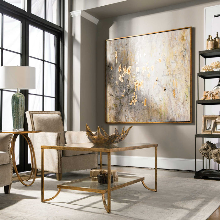 Golden Raindrops - Modern Abstract Art - Beige