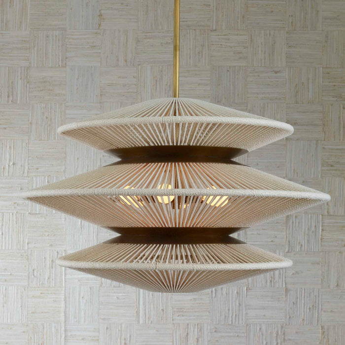 String Trio - 6 Light Pendant - Brass / White