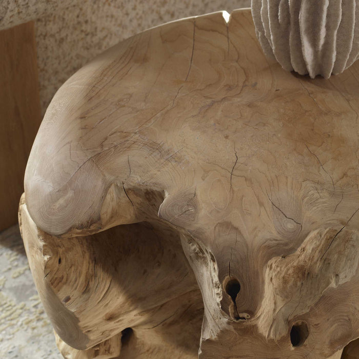 Sola - Handcrafted Teak Side Table - Beige