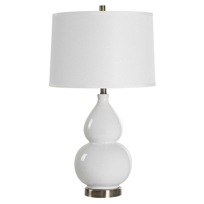 Ceramic Table Lamp - White Fabric