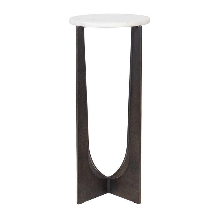 Accent Table - Brass Bronze / White