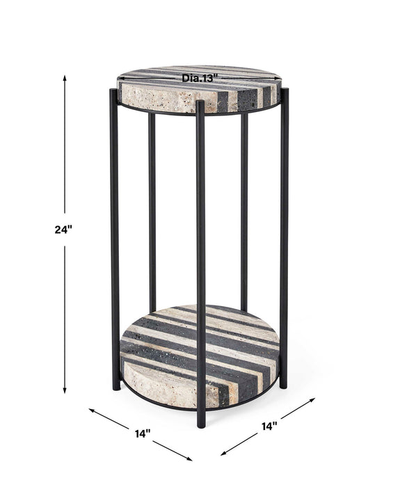 Strie - Accent Table - Black / White