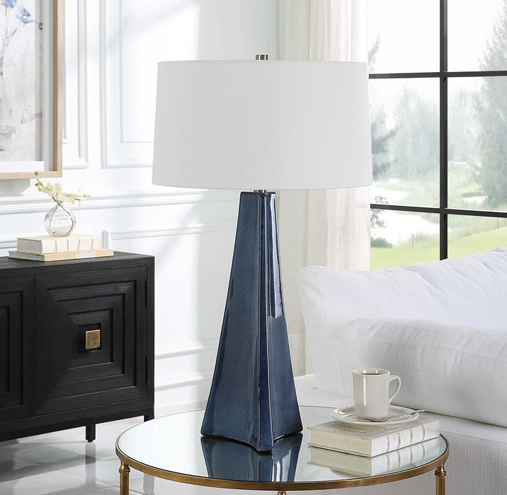 Teramo - Scalloped Ceramic Table Lamp - Blue