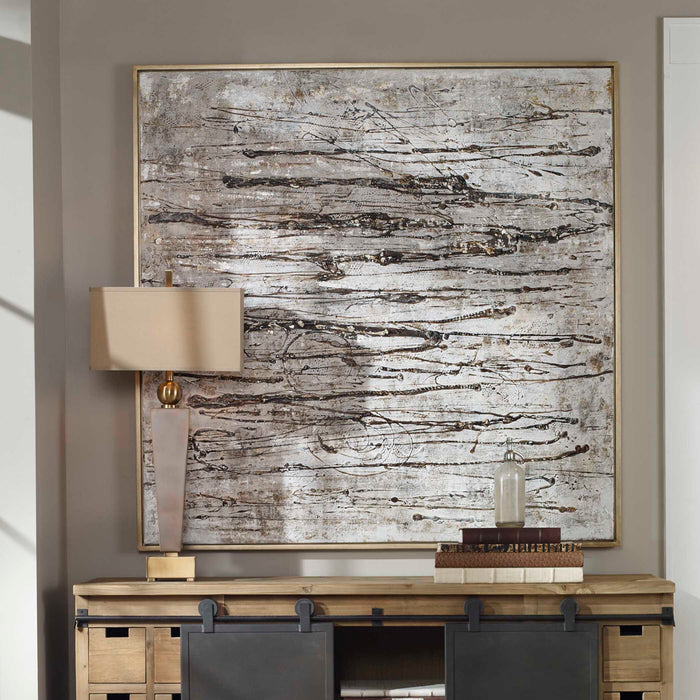 Scribbles - Hand Painted Canvas - Black / Brown / Gray