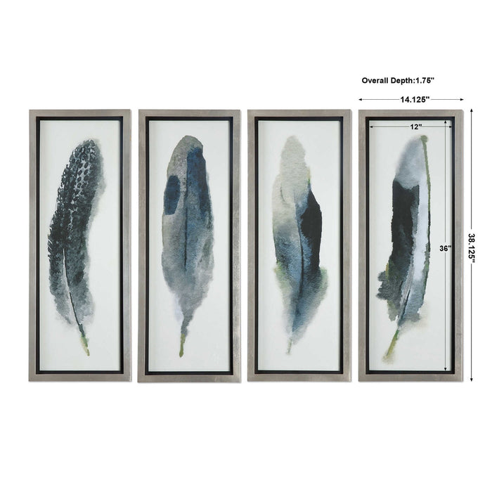 Feathered Beauty - Prints (Set of 4) - Pearl Silver