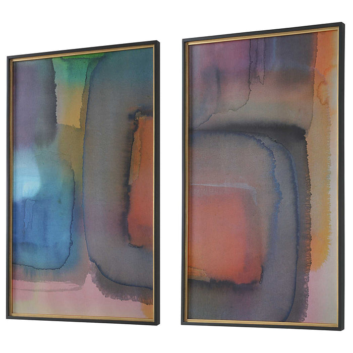 Prismatic - Framed Prints (Set of 2) - Blue / Green / Orange