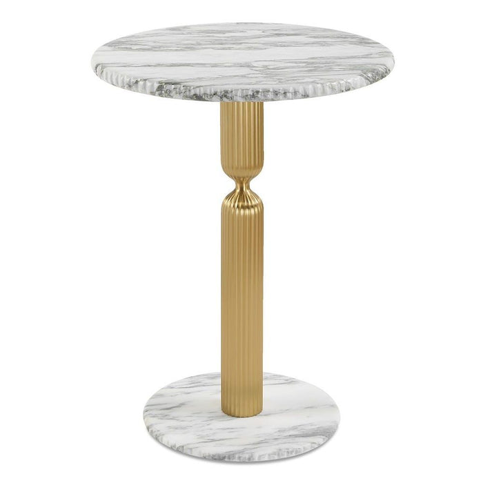 In a Pinch - Accent Table - Brass / White