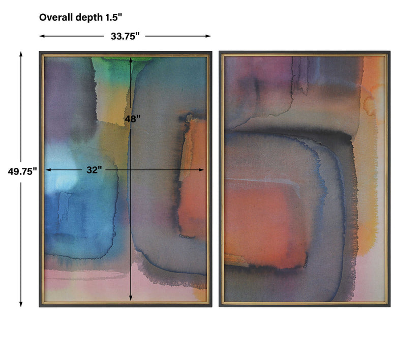 Prismatic - Framed Prints (Set of 2) - Blue / Green / Orange