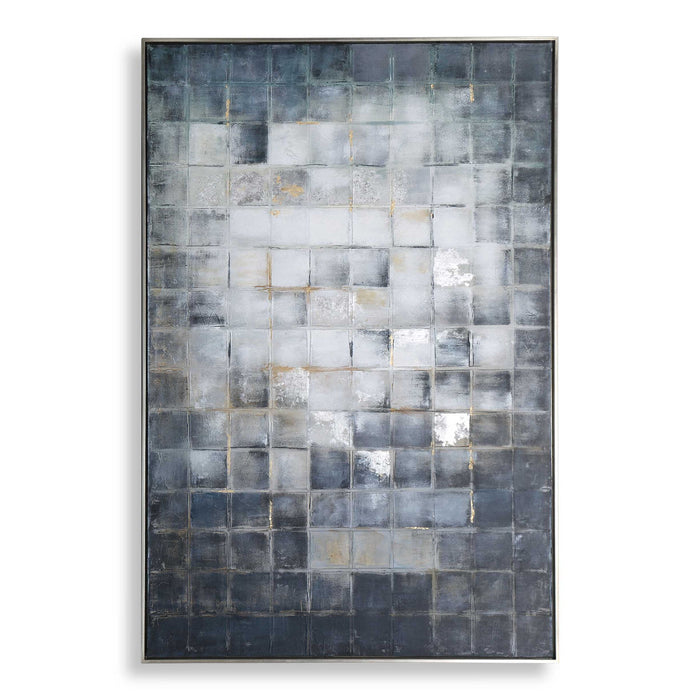 Graphs - Hand Painted Canvas - Blue / Gold / Gray