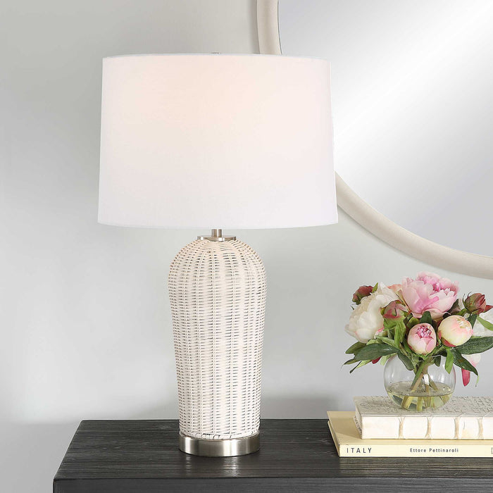 Rattan Table Lamp - White