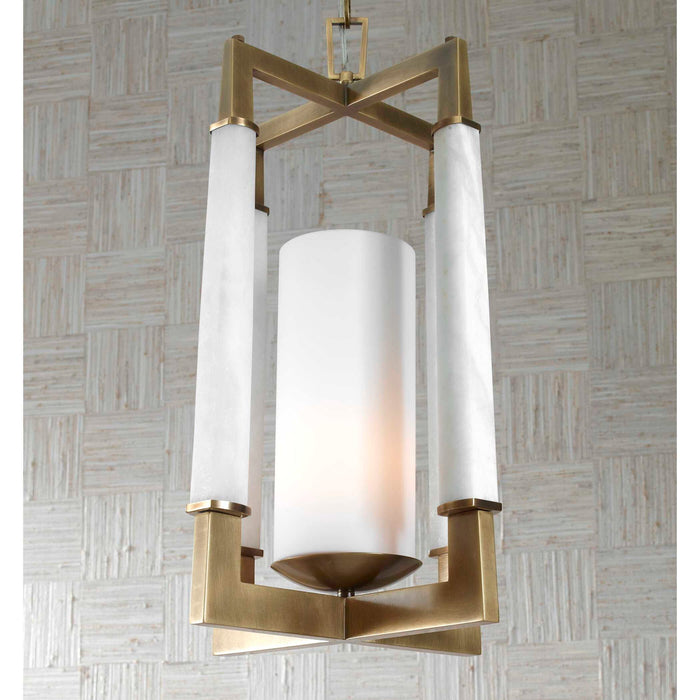 Alabaster Temple - 1 Light Pendant - Brass / White