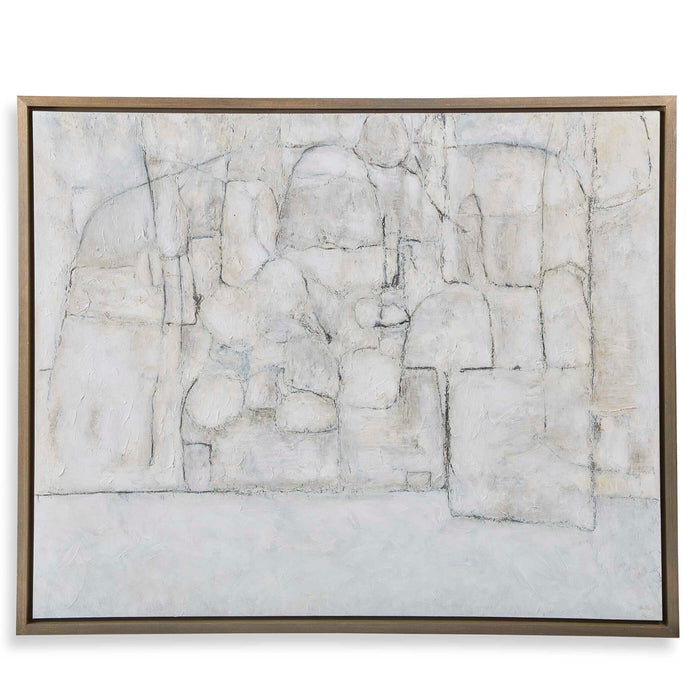 City Line - Framed Canvas - Gray / White / Woodtone