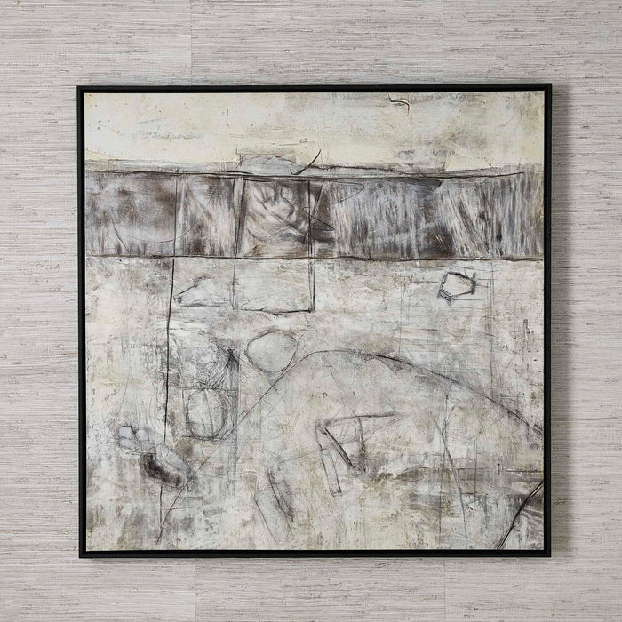 Edge Of Day - Framed Canvas - Black / Gray / White