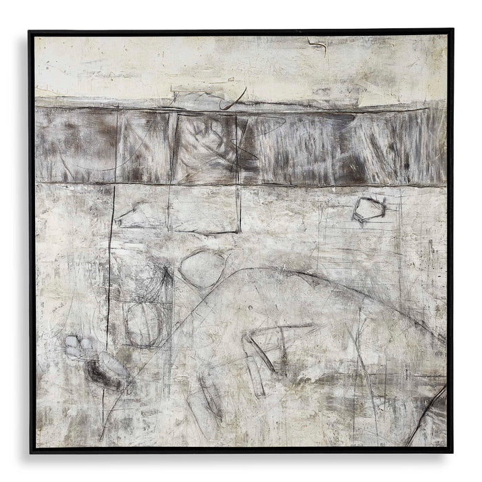 Edge Of Day - Framed Canvas - Black / Gray / White