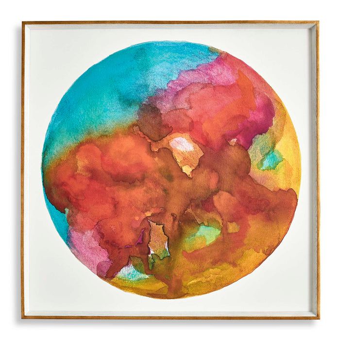 Outer World Garnet - Framed Canvas - Blue / Green / Orange