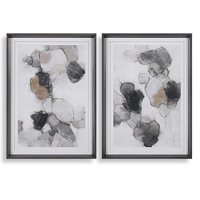Plunging Pastels - Framed Prints (Set of 2) - Black / Brown / Gray
