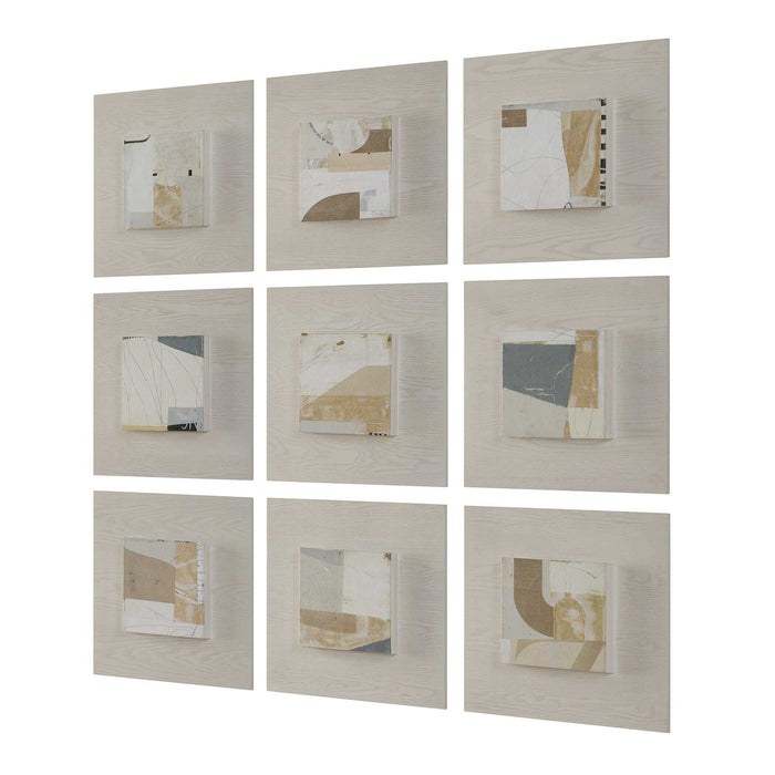 New Wisdom - Framed Canvases (Set of 9) - Beige / Light Brown