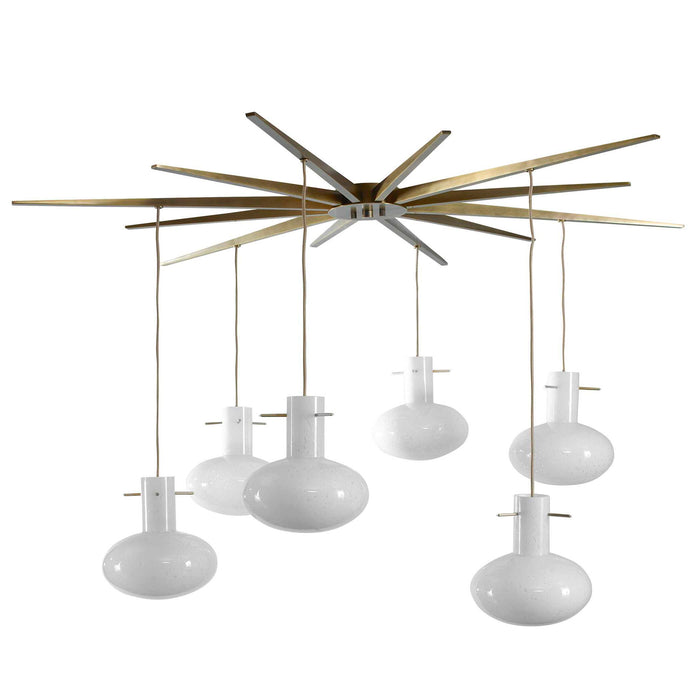 Superstar - 6 Light Pendant - Brass / White