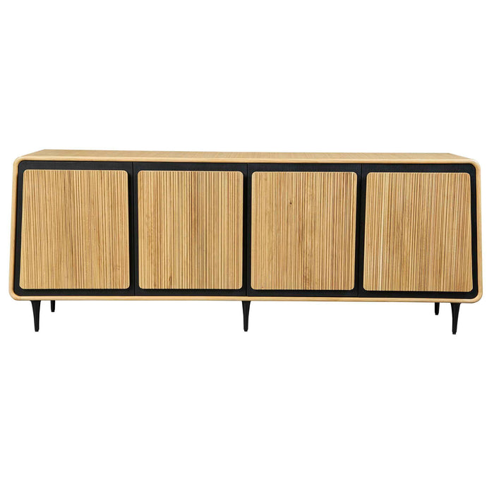 Striation - 4 Door Cabinet - Black / Woodtone