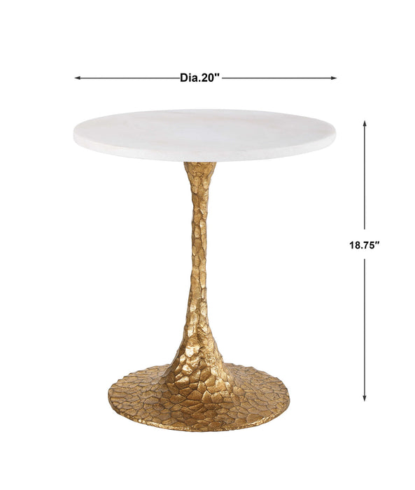 Chiseled - Side Table - Gold / White