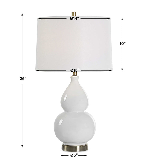 Ceramic Table Lamp - White Fabric