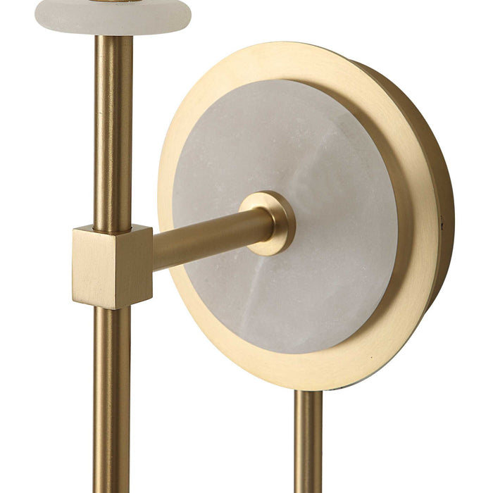 Alabaster Torch - 1 Light Sconce - Brass / White