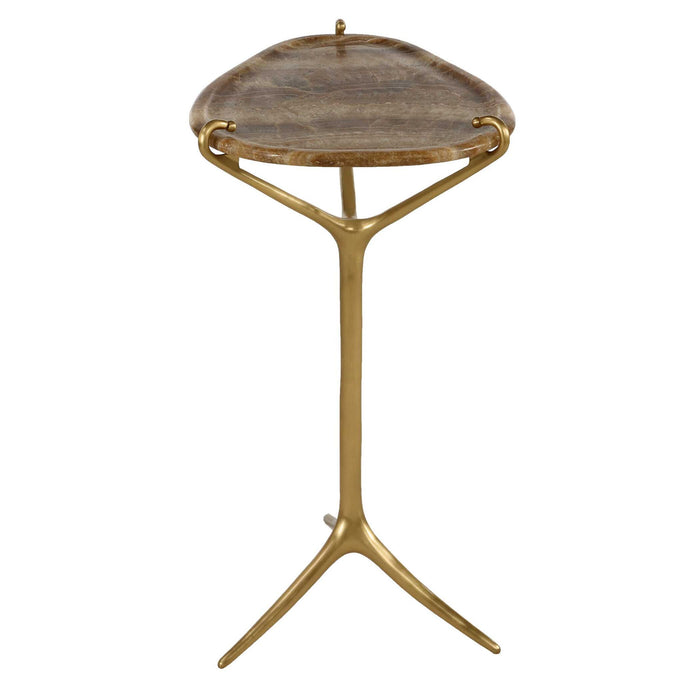 Sure Footed - Accent Table - Brass / Brown