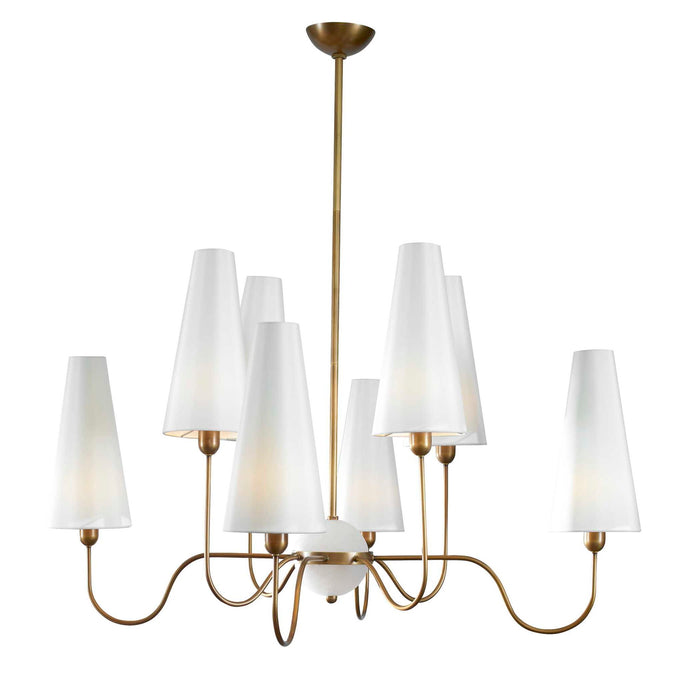 Elle - 8 Light Chandelier - Brass / White