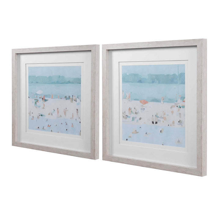 Sea Glass Sandbar - Framed Prints (Set of 2) - Light Blue