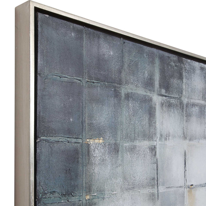 Graphs - Hand Painted Canvas - Blue / Gold / Gray