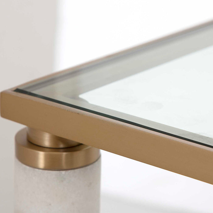 White - Pillar Coffee Table - Bronze / White