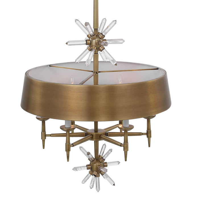 Star Quartz - 6 Light Pendant - Antique Brass