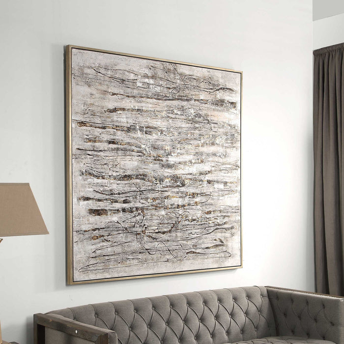 Scribbles - Hand Painted Canvas - Black / Brown / Gray