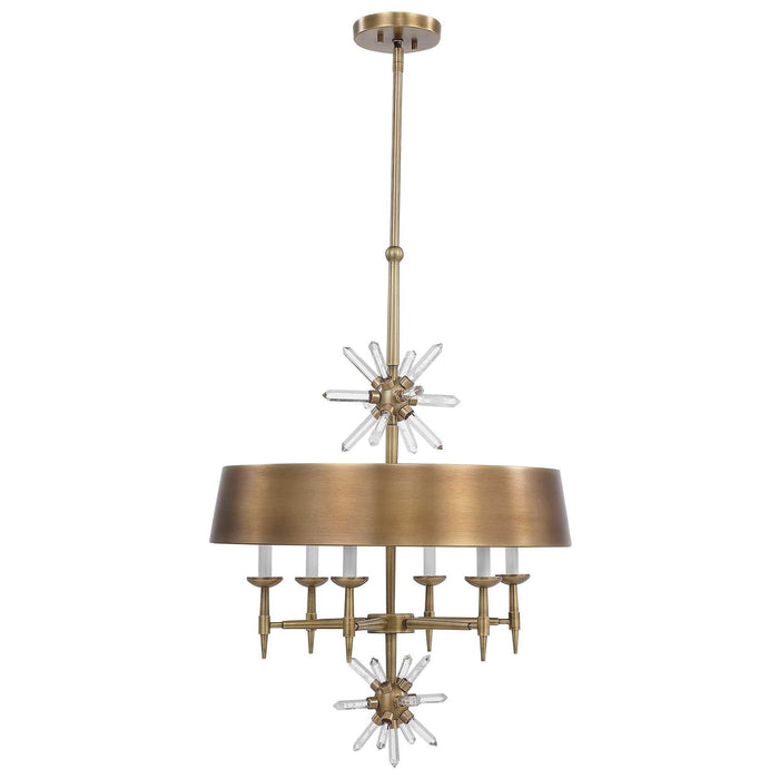 Star Quartz - 6 Light Pendant - Antique Brass