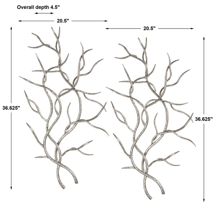 Silver Branches - Wall Art (Set of 2) - Pearl Silver
