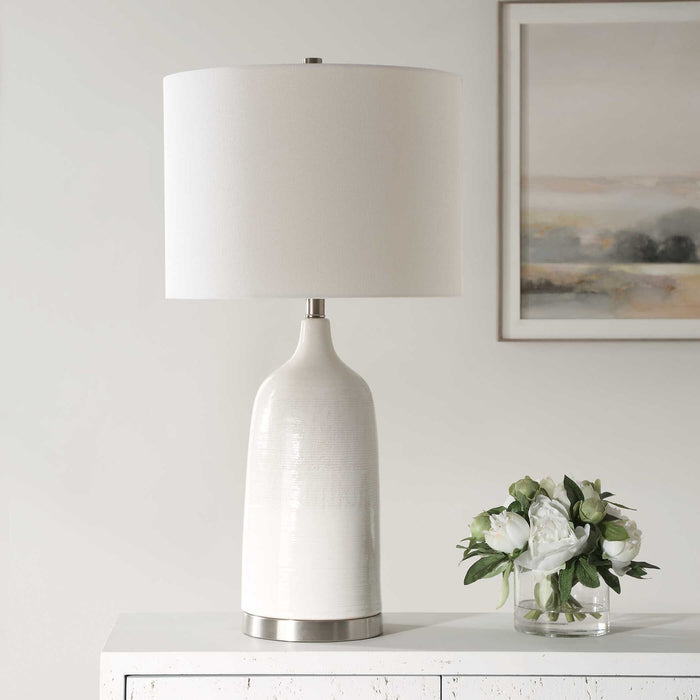 Ceramic & Fabric Table Lamp - White