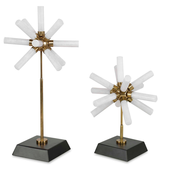 Snowflake - Sculptures (Set of 2) - Black / Brass / White
