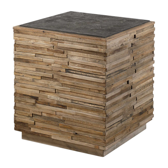 Malia - End Table - Gray / Woodtone