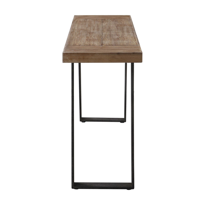 Freddy - Weathered Console Table - Light Brown & Black