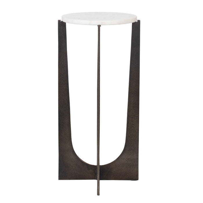 Accent Table - Brass Bronze / White