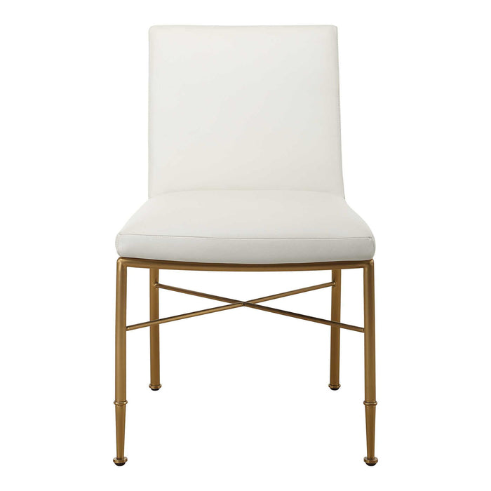 Fretwork - Dining Chair - White / Gold