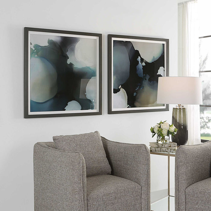 Telescopic - Abstract Framed Prints (Set of 2) - Black