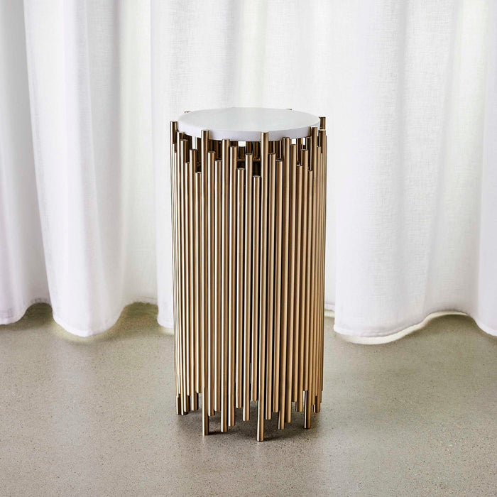 Pipe Dream - Accent Table - Brass / White