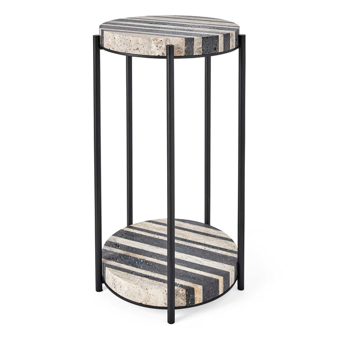 Strie - Accent Table - Black / White