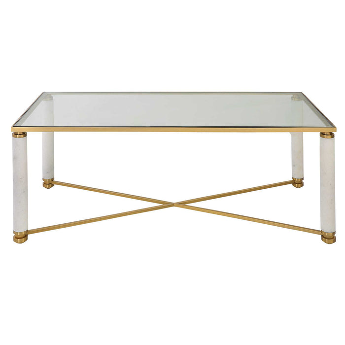 White - Pillar Coffee Table - Bronze / White