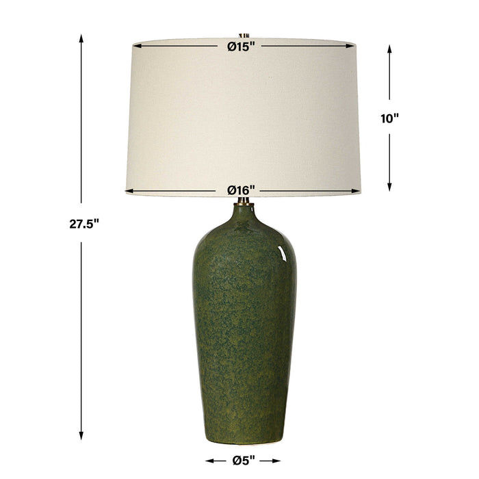 Table Lamp - Dark Green & Beige