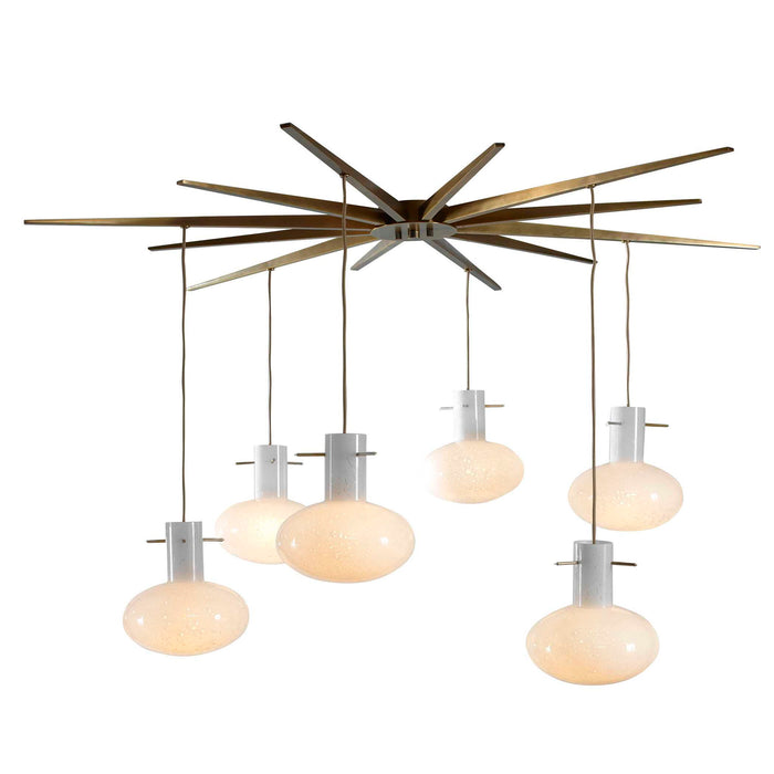 Superstar - 6 Light Pendant - Brass / White