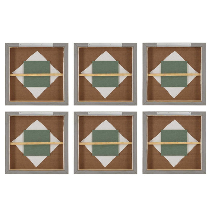 Evening Cumulation - Framed Canvases (Set of 6) - Blue / White