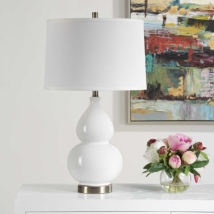Ceramic Table Lamp - White Fabric
