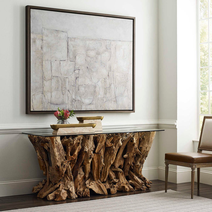 City Line - Framed Canvas - Gray / White / Woodtone